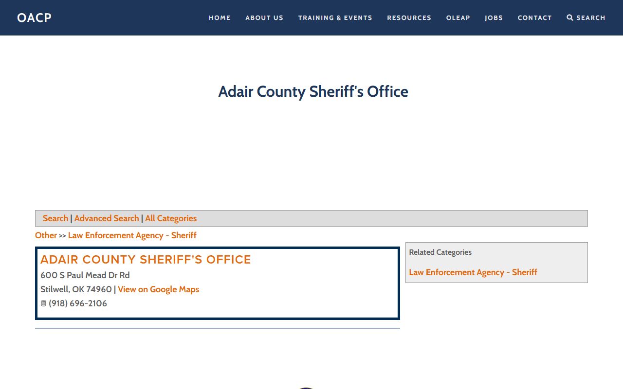 Adair County inmate population sheriff directory record