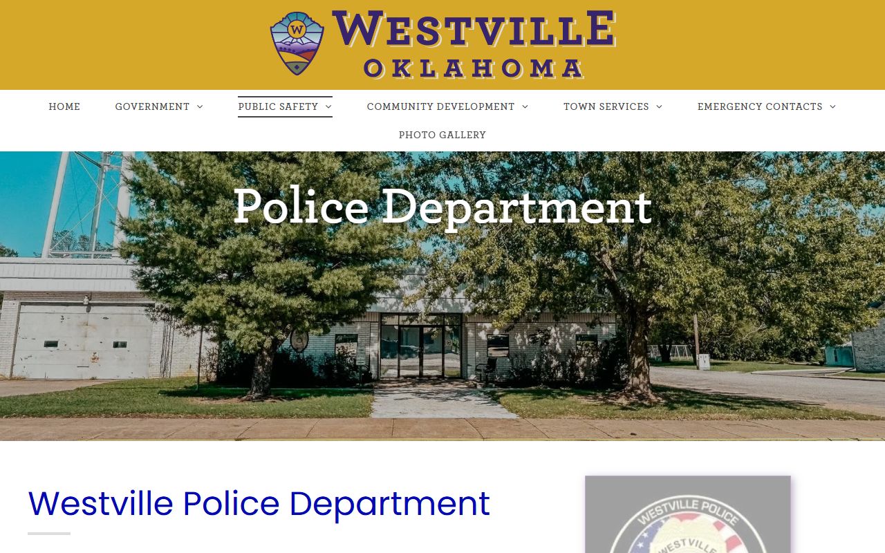 Town of Westville Police Department official page